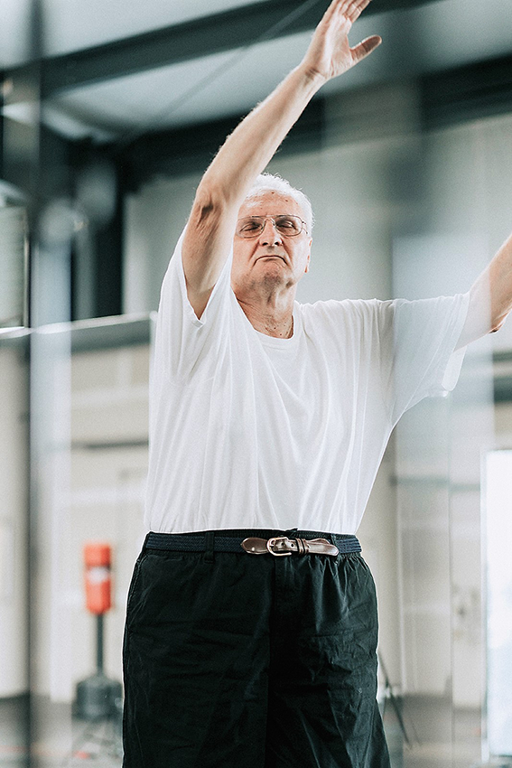 Cancer survivor doing light exercises